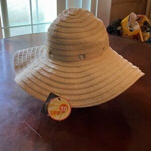 Beige Wide Brim Sun Hat